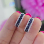 18K White Gold Diamond 1.81ct Baggets cut Sapphire Earrings with 0.35ct rd cut Natural Diamonds .G-H , VS2-SI clarity. SDER015 ESJ