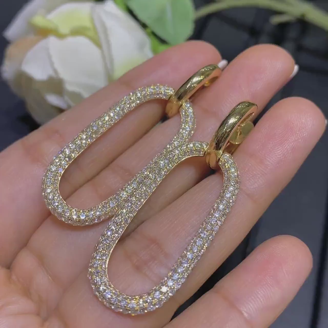 14K Yellow Gold Earrings with 3.86ct Diamonds