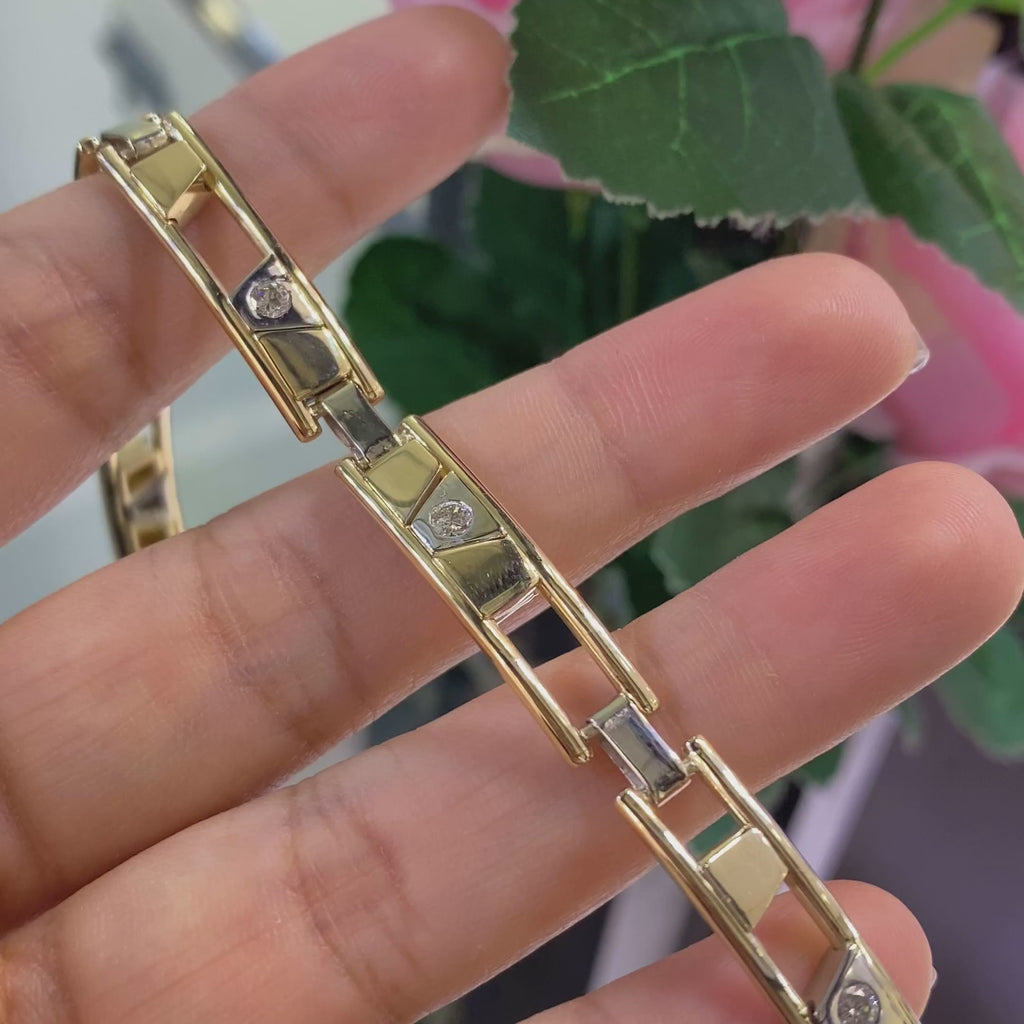 14K Yellow and White Gold Diamond Bracelet with 0.50CT Natural Diamonds