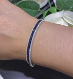 18K White Gold Diamond Bangle 1ct Round Cut Diamonds 5.36ct Sapphires all natural