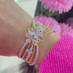 18K Yellow Gold cuff Bangle Bracelet 7.78ct in Natural Diamonds ,G color,VS2-SI with multi color stones DB053 ETJJ