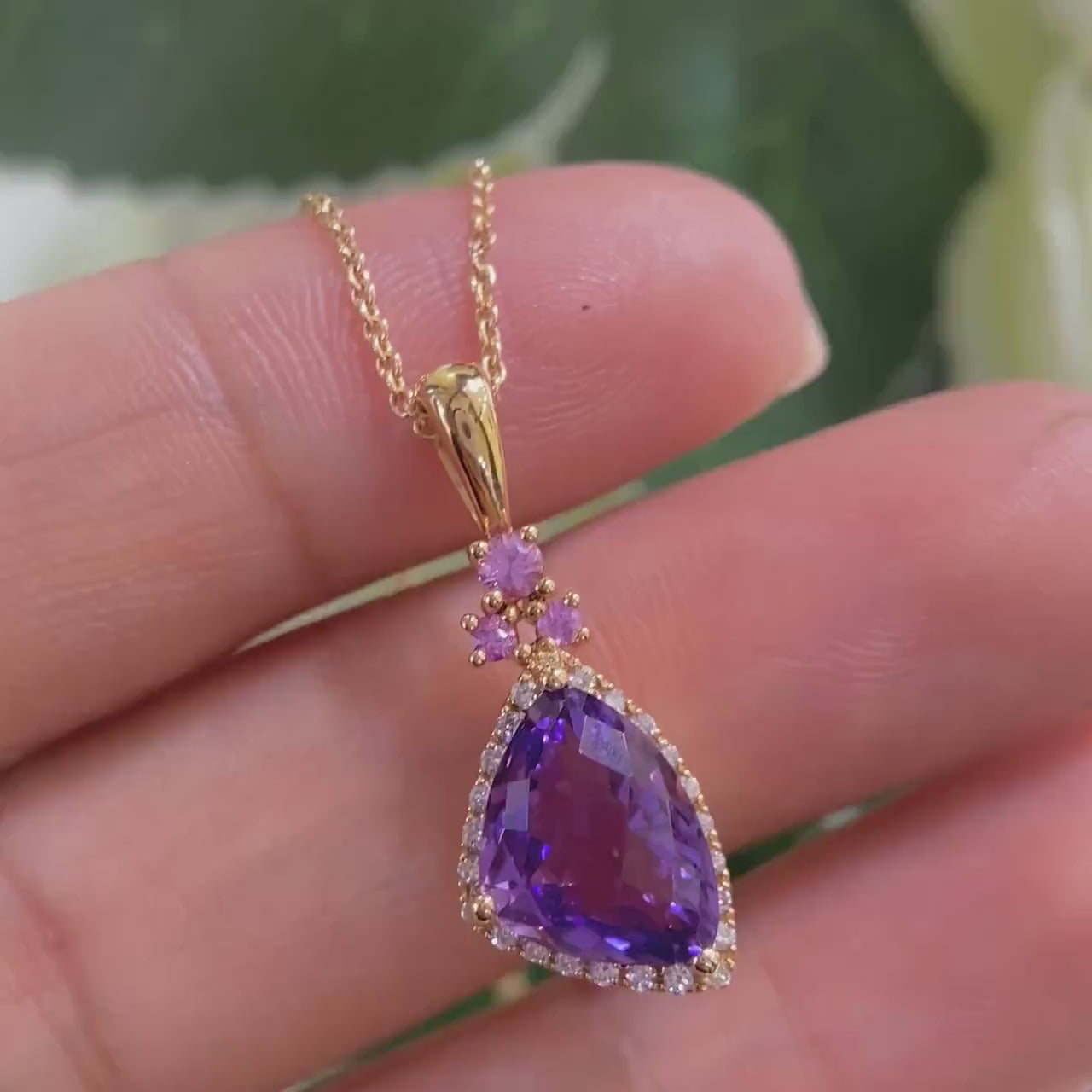 14K Gold 3.86ct  Lemon Quartz & 0.18ct in Diamonds Pendant AJJ