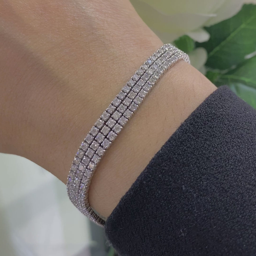 14K White Gold Three-Row Diamond Tennis Bracelet – 8.60 CT Natural Diamonds DB004 ASTJ
