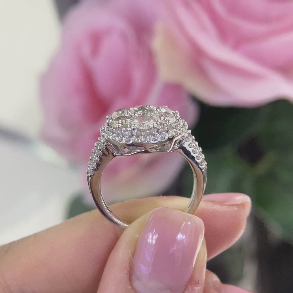 14K White Gold Natural Diamond Ring – 2.50CT G-H/VS | DR006 I,NJJ