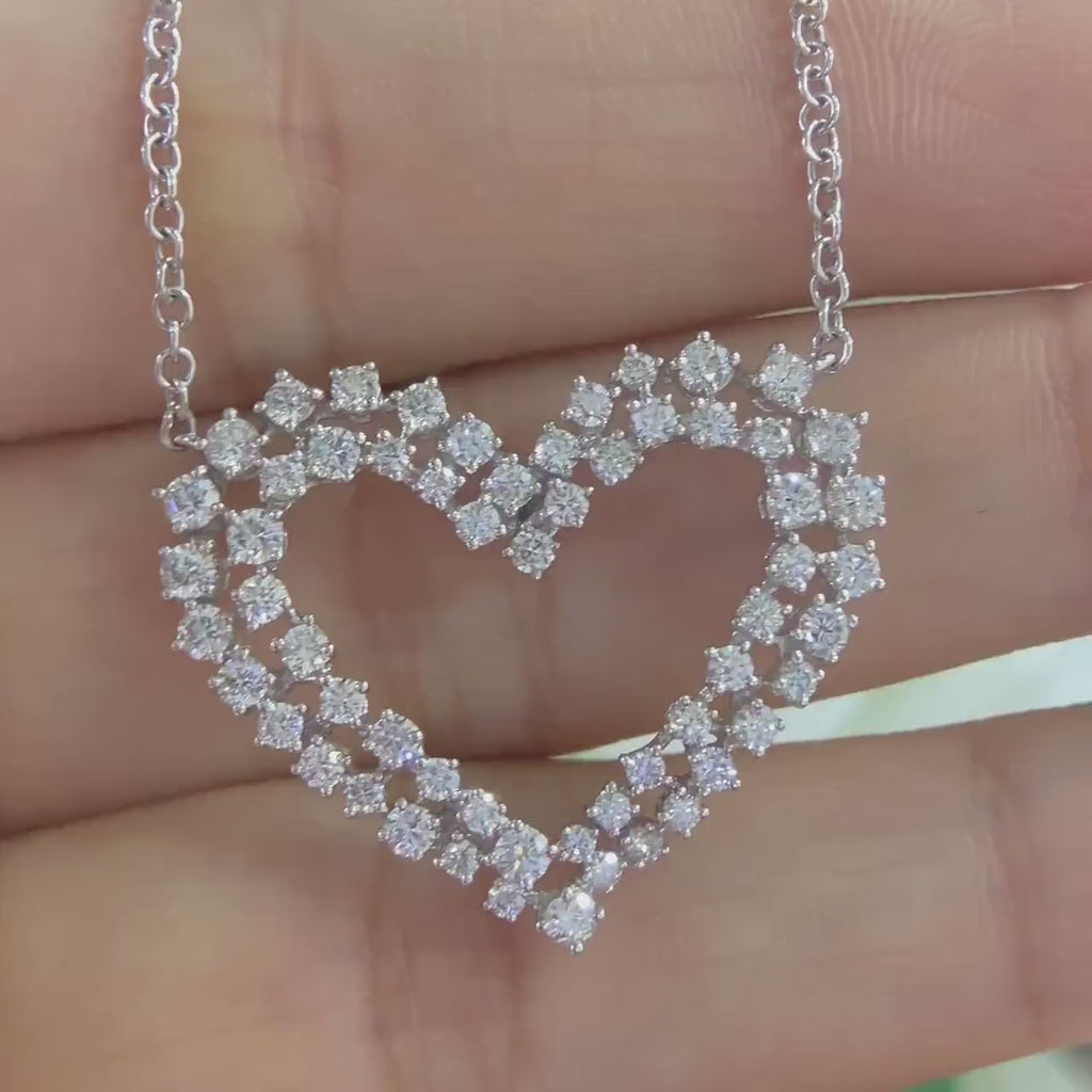 Double Row Diamond Heart Pendant