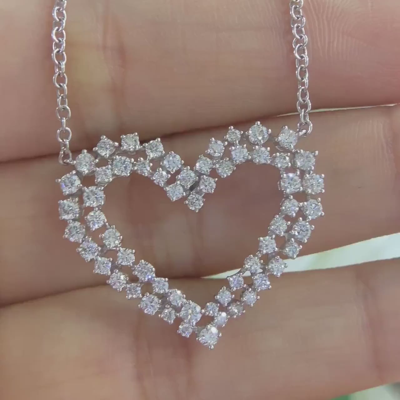 Double Row Diamond Heart Pendant