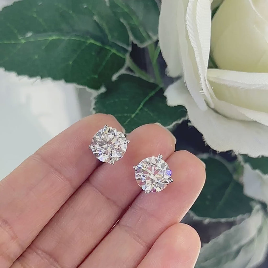 14K White Gold Lab Grown Diamond stud Earrings with 6.14ct ,HVS color. DIER0155 INTJ