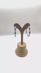 Large 14k White Gold Hoop Earrings with Oval Lab Emeralds and Round Lab Diamonds