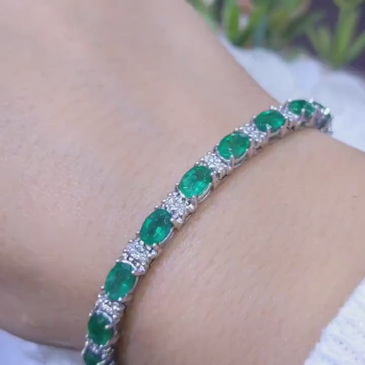 10.22CT Green Emerald and Diamond Bracelet EDB003 GAJJ