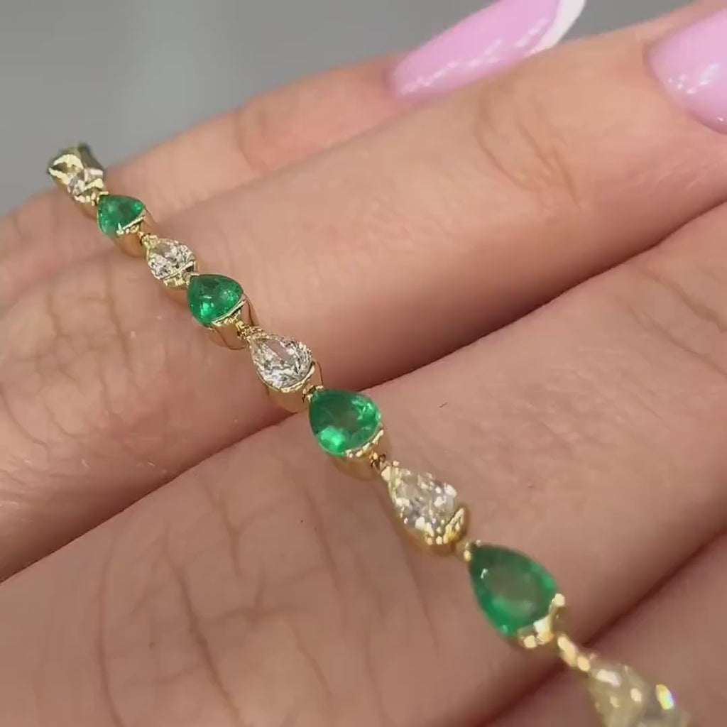 18KT Yellow Gold Emerald & Yellow Diamond Bracelet – EMDB010 GJTS