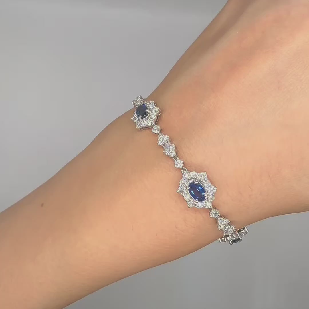 18K White Gold Sapphire & Diamond Bracelet – 3.50ct Sapphires, 5.12ct Diamonds CDB104 NTJJ