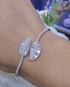 14K White Gold Leaves Diamond Bangle – 2.33CT Total Weight PJB4363-008