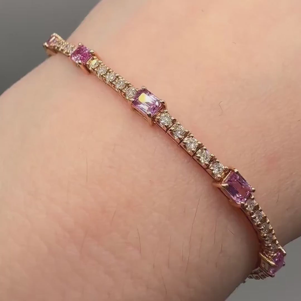 18KT Rose Gold Diamond and Pink Sapphire Bracelet SDB110 ILLT