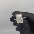 18KT White Gold Ring with 5.07ct Radiant Lab-Grown Diamond (IGI Certified) and 0.57ct Total Natural Round Diamonds. RADER019 GJJJ