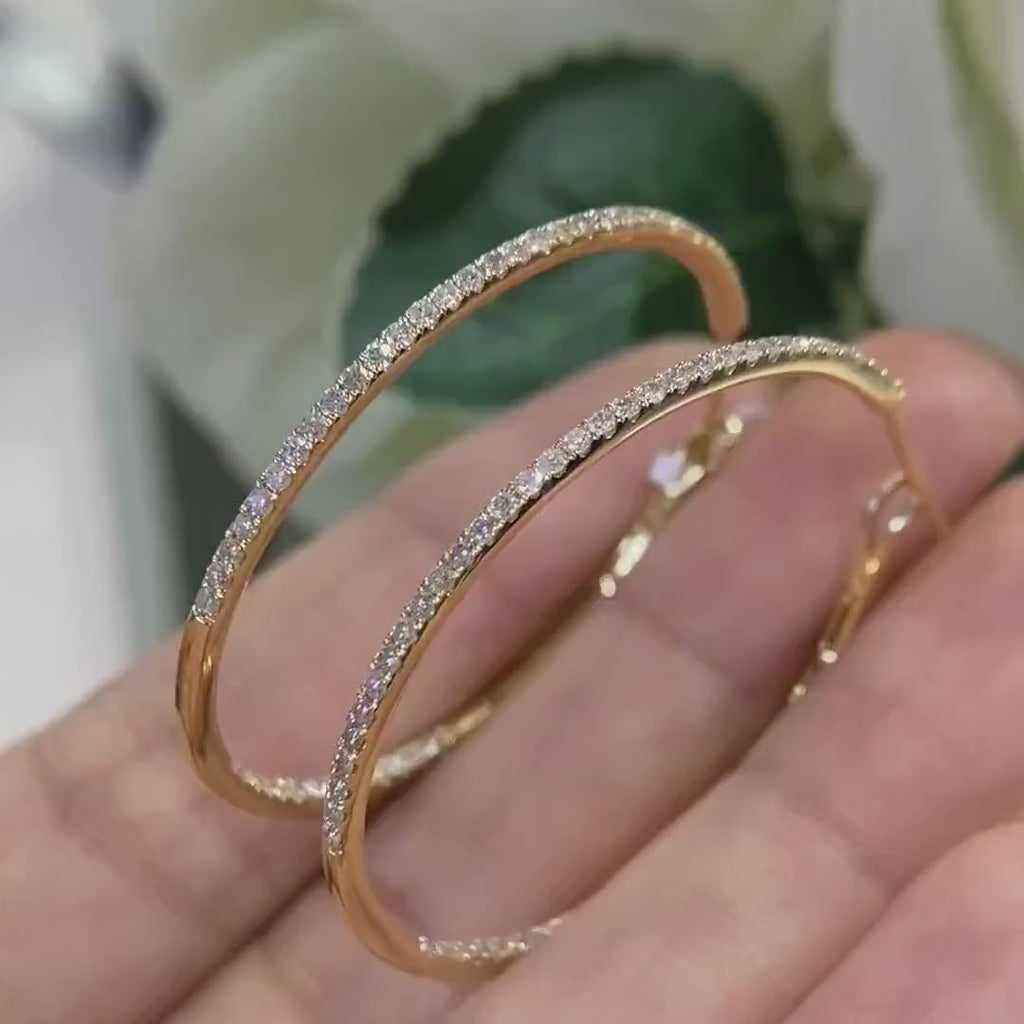 14K Yellow Gold 1.27ct Diamonds Hoops DC-E14173-2