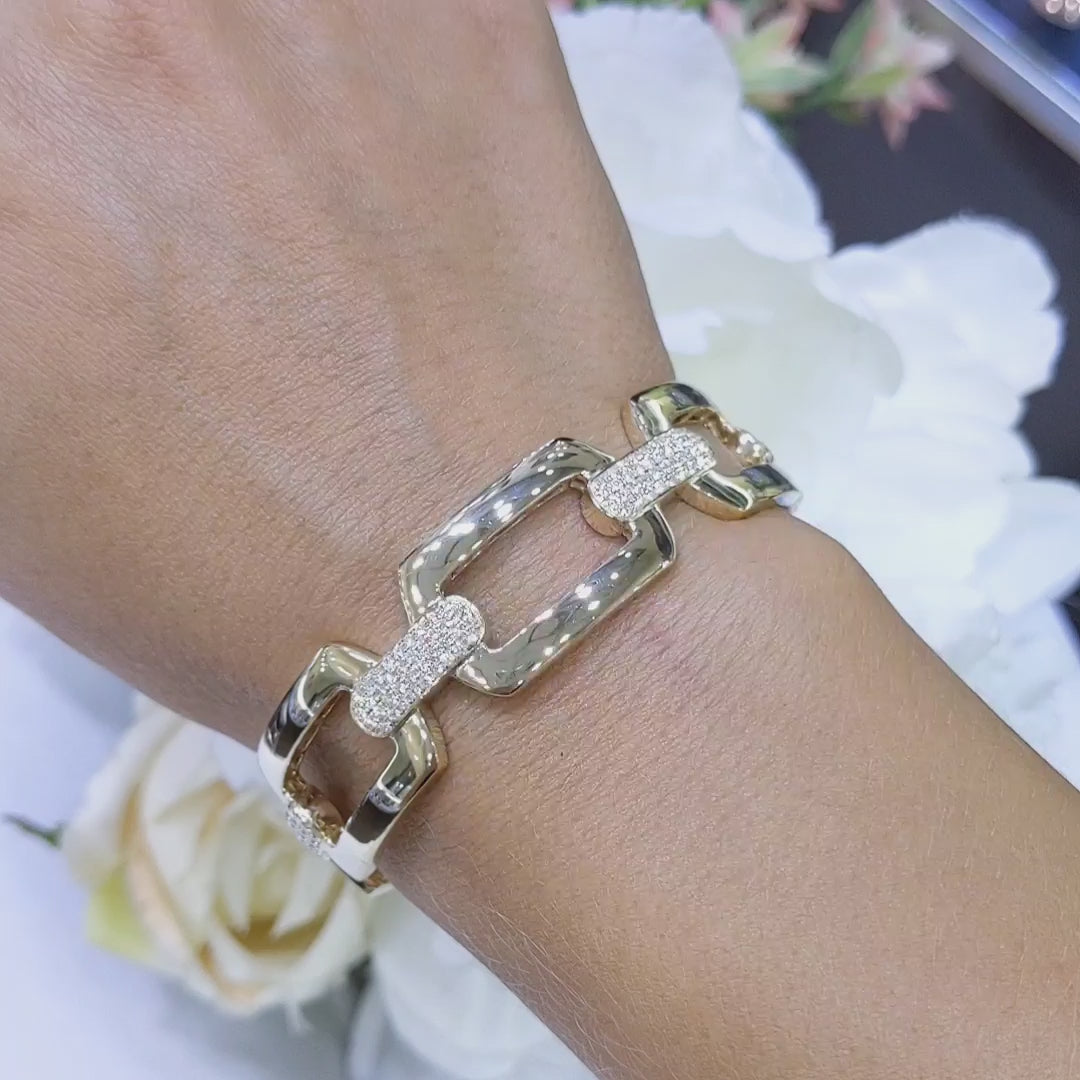 14K Yellow Gold Diamond Bangle with 0.75CT Round Diamonds PJB5412
