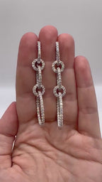 14K White Gold 4.28ct in Diamonds Dangling Hooped Transportable Earrings