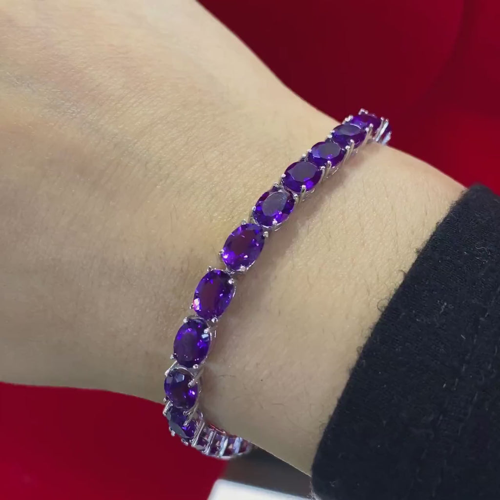 14K White Gold 18.10ct Amethyst Bracelet All the Way around AMBR01 I,IJJ