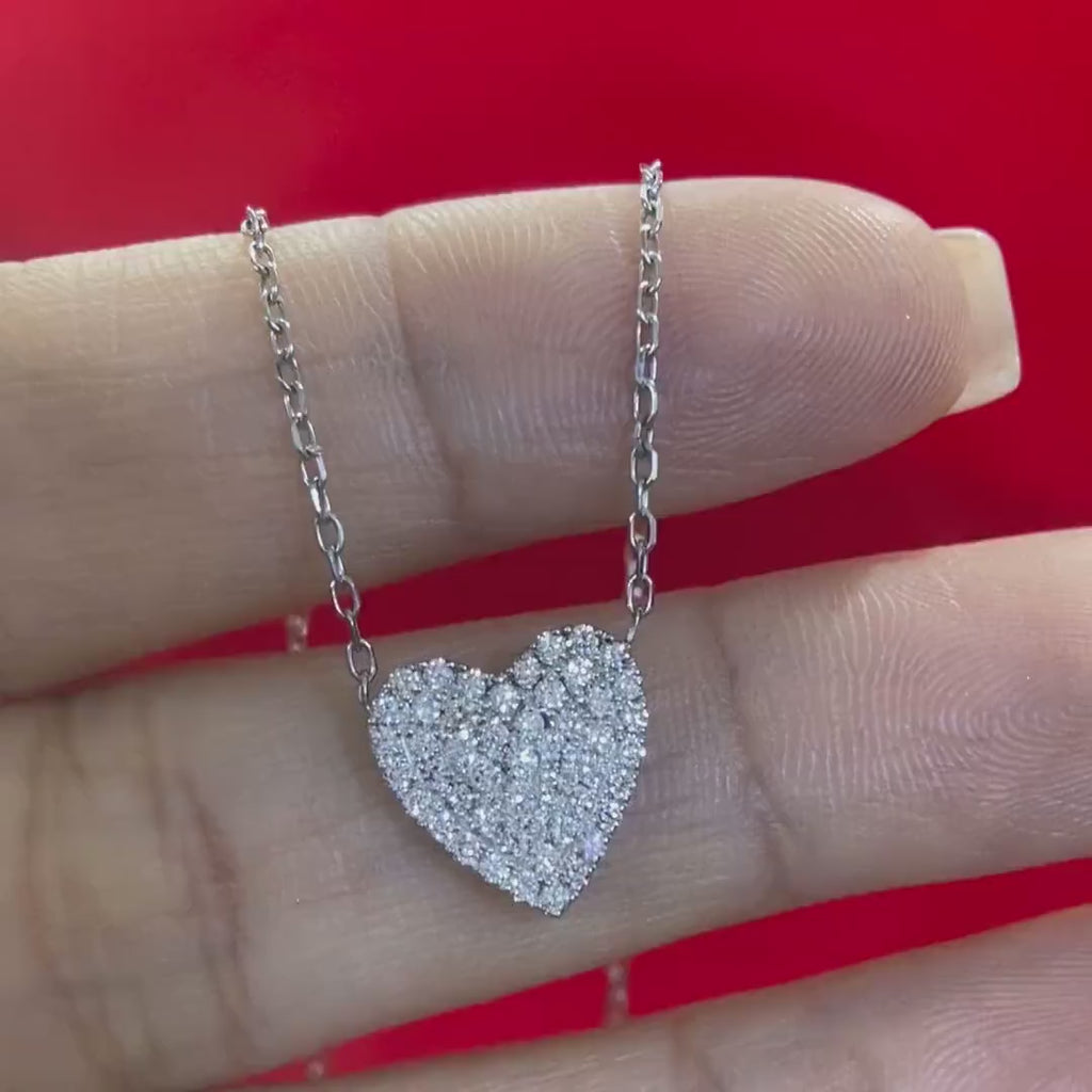 Beautiful Valentines Day Heart Diamond Pendant w/.50 ct total diamonds and 14k White Gold
