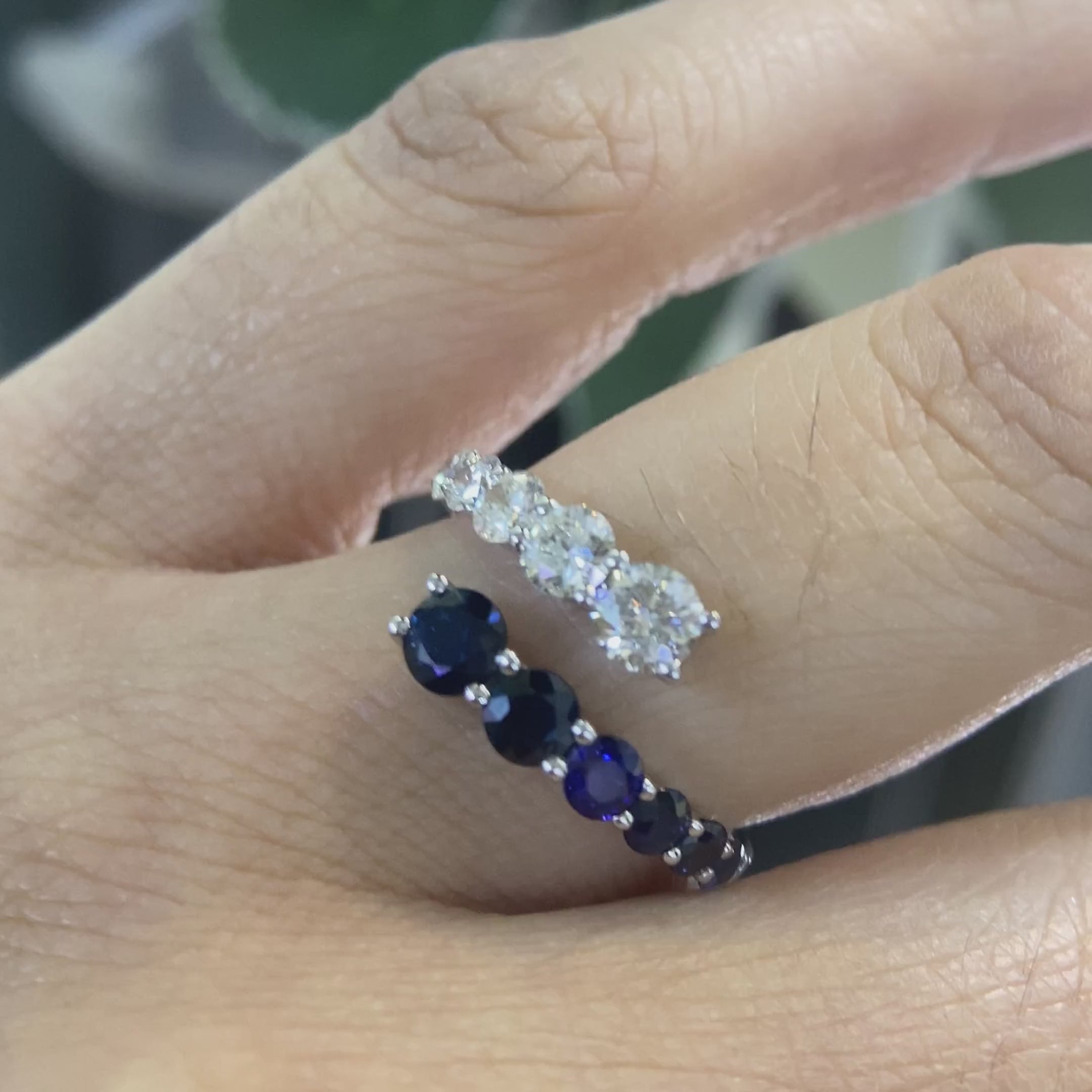 18K White Gold Sapphire & Diamond Ring – 1.15CT Sapphires / 0.85CT Diamonds | B16596BS-12