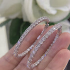 14K White Gold Inside-Out Oval Diamond Hoop Earrings – 5.56CT