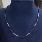 18Kt White Gold Necklace with 1.75ct total in white rd cut diamonds and 3.74ct total in  rd cut black diamonds Natural. DN0012 GNEJ