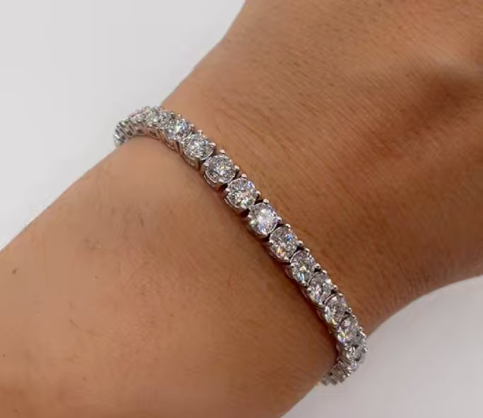 14K White Gold Lab Grown Diamond Tennis Bracelet with 10.05CT Round Diamonds DB150/NJJJ
