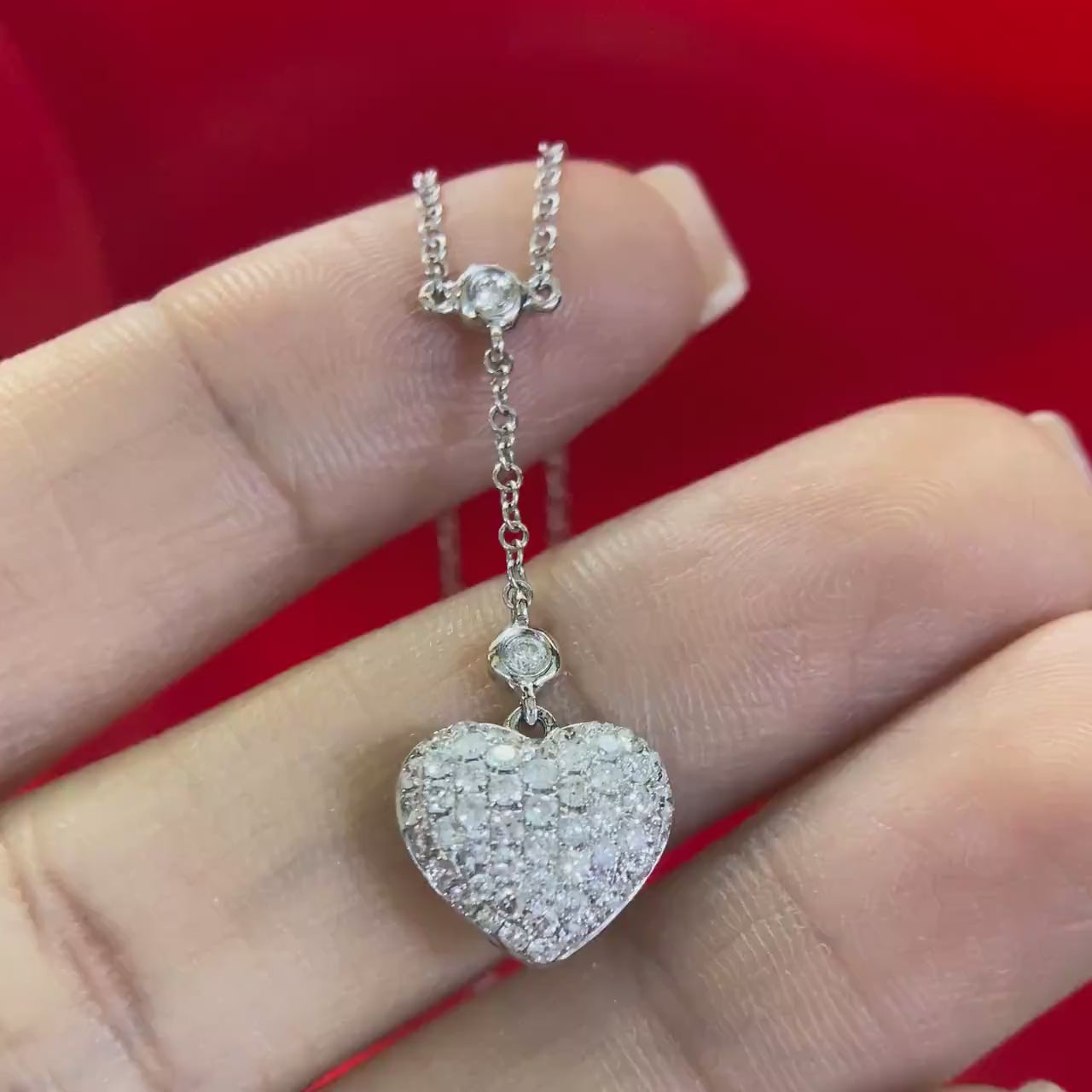 0.75ct round cut diamonds Heart shape pedant necklace in 14k WG