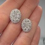 18kT White Gold Oval Diamond Earrings 2.76ct Round-Cut Natural Diamonds. DIERO168 GZTJ