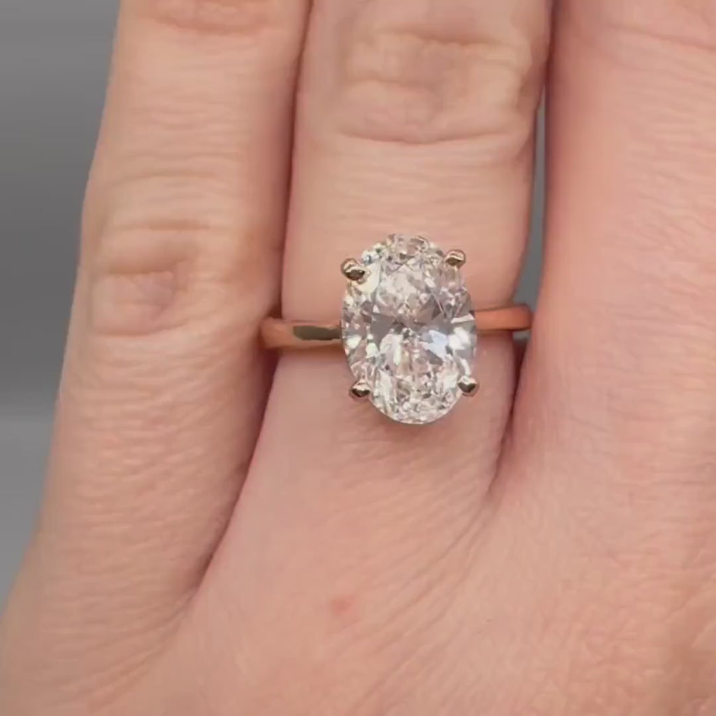 14KT Rose Gold Ring with 3.01ct Oval Lab-Grown Diamond. OVER029 IJJJ