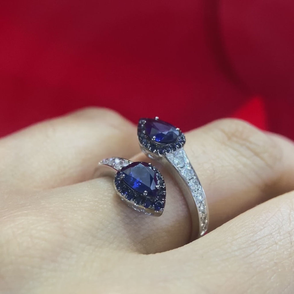 18K White Gold Sapphire & Diamond Ring – 1.73CT Sapphire / 0.40CT Diamonds | SDR048