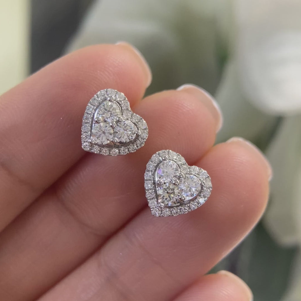 14K White Gold Heart Style Diamond Stud Earrings 0.85CT – PJE5684A-003 LET