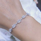 White Gold Baguette and Round Cut Diamond Tennis Bracelet