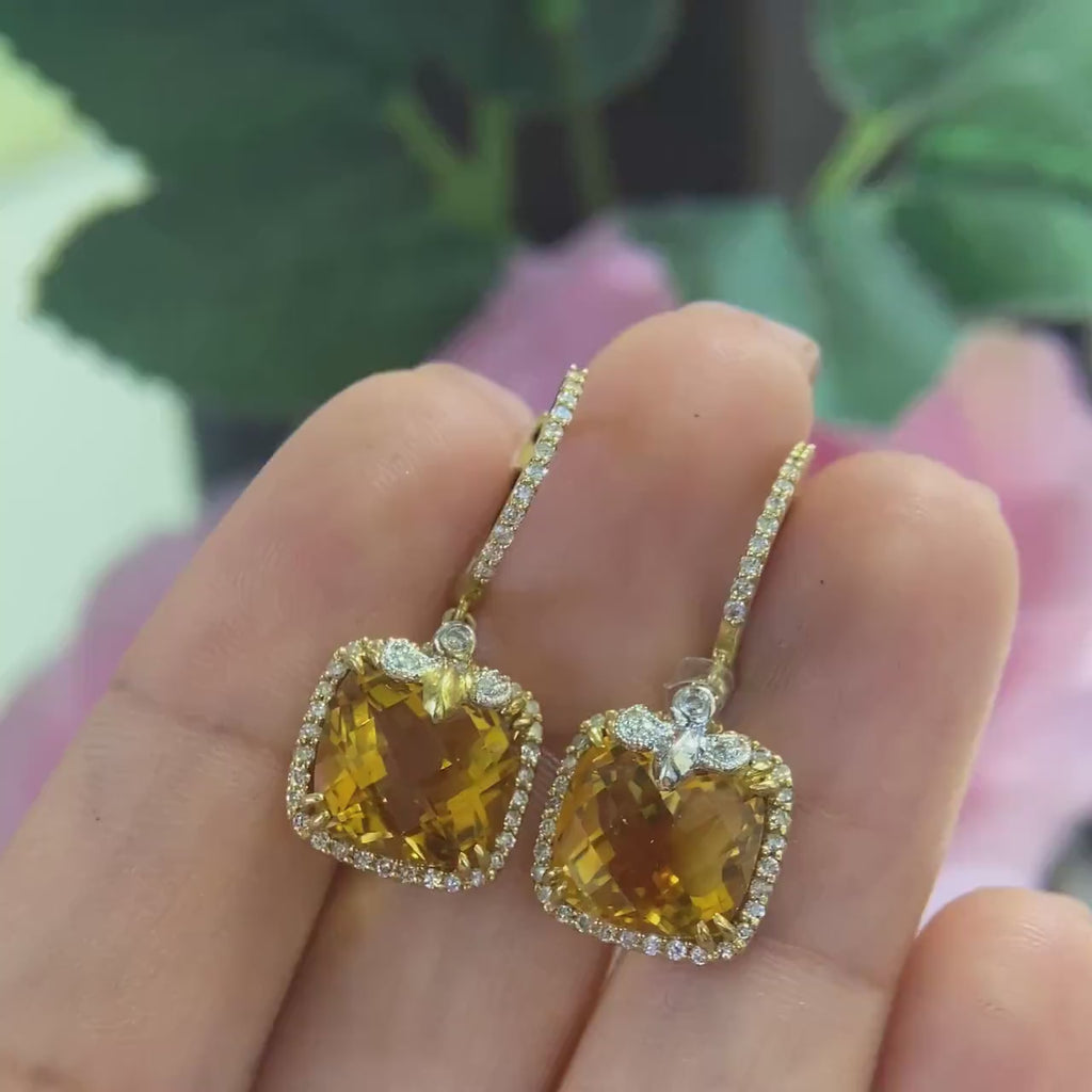 14K Yellow Gold Earrings 8.93ct with 0.46ct in Diamonds. DC-E2908