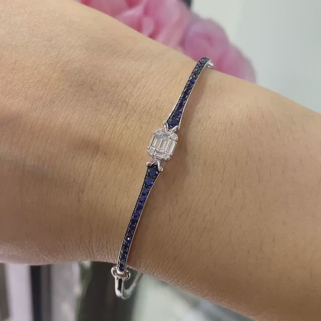 14K White Gold Bracelet with  0.85ct Sapphires and 0.26ct in Diamonds. DCB14418-2