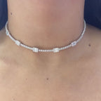 18Kt White Gold Diamond Necklace choker, with 2.35ct inn diamonds. G-H color, VS2 clarity. DN0015 ASTJ
