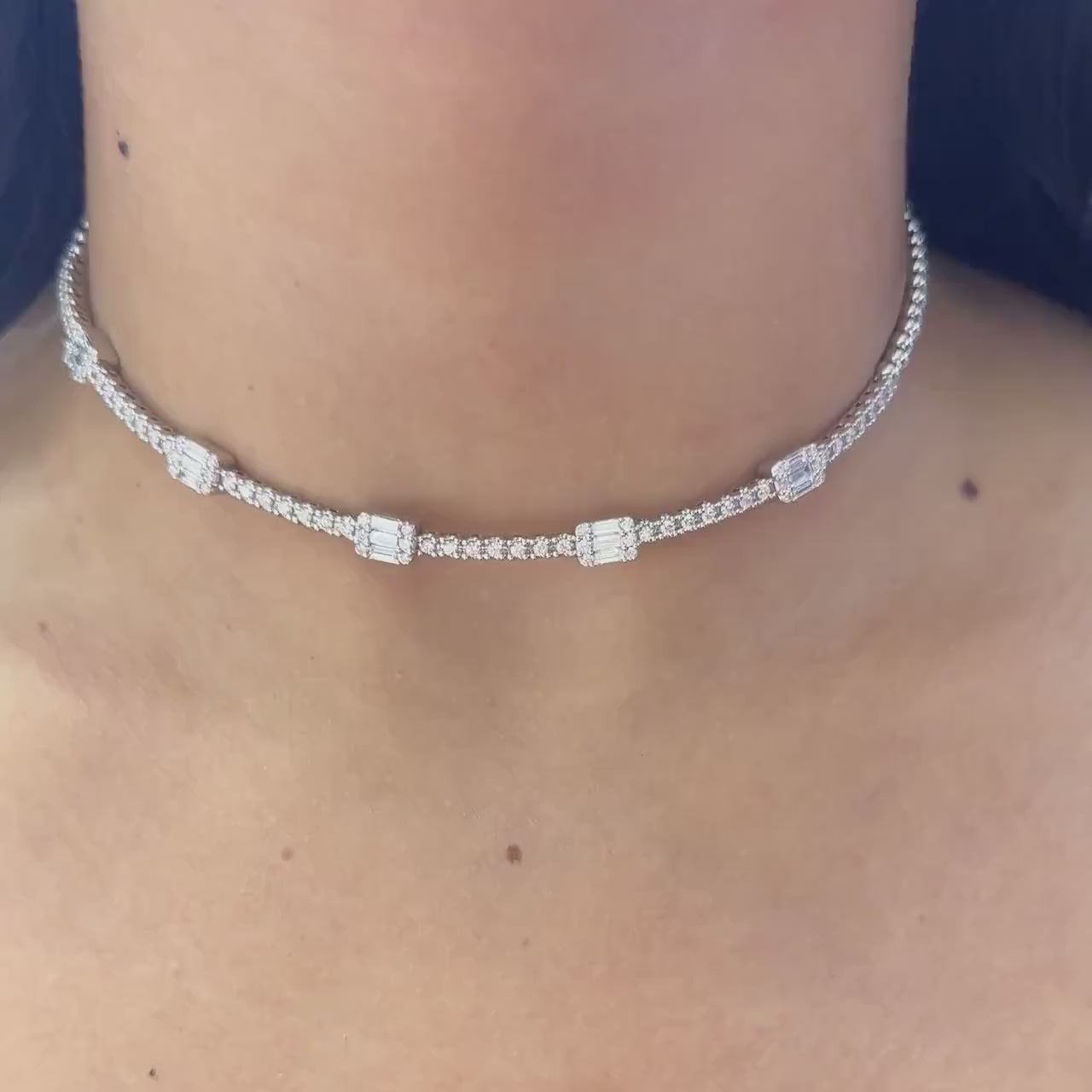 18Kt White Gold Diamond Necklace choker, with 2.35ct inn diamonds. G-H color, VS2 clarity. DN0015 ASTJ