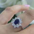 14K White Gold Sapphire & Diamond Ring – 1.20CT Sapphire / 1.00CT Diamonds | SDR030