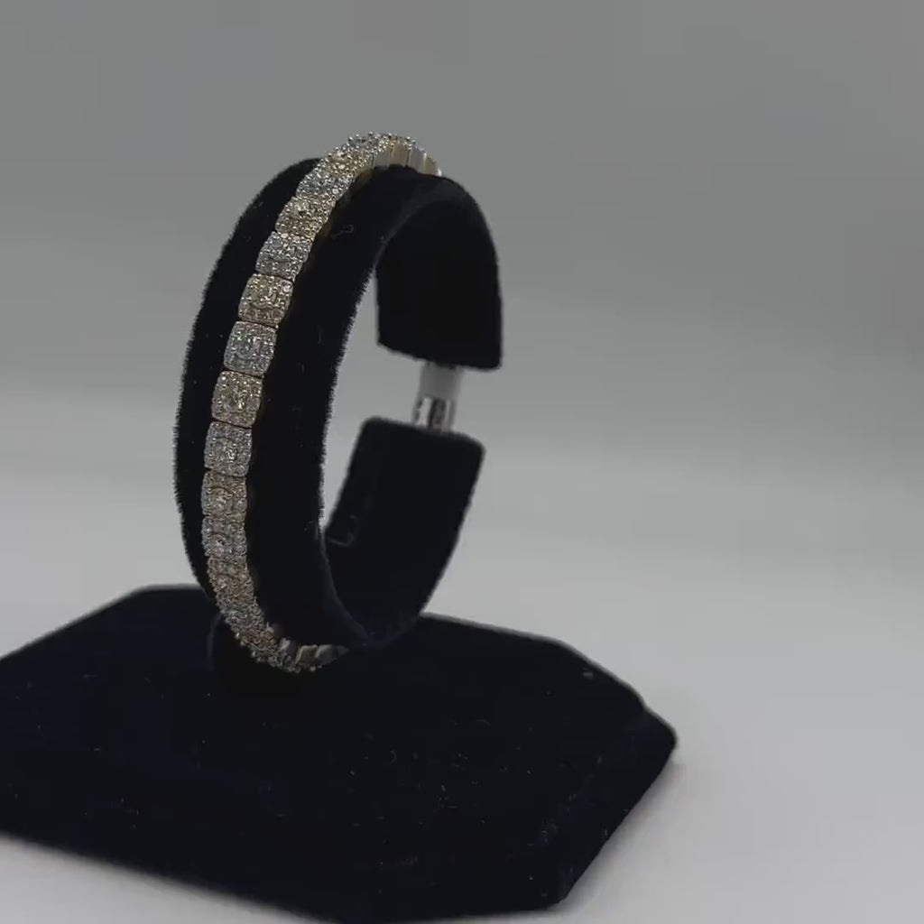 14KT Two-Tone Solid Gold Stretch Bracelet with 6.52ct Total Round Natural Diamonds (VS2–SI1). DB0084 TJJJ