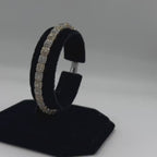 14KT Two-Tone Solid Gold Stretch Bracelet with 6.52ct Total Round Natural Diamonds (VS2–SI1). DB0084 TJJJ