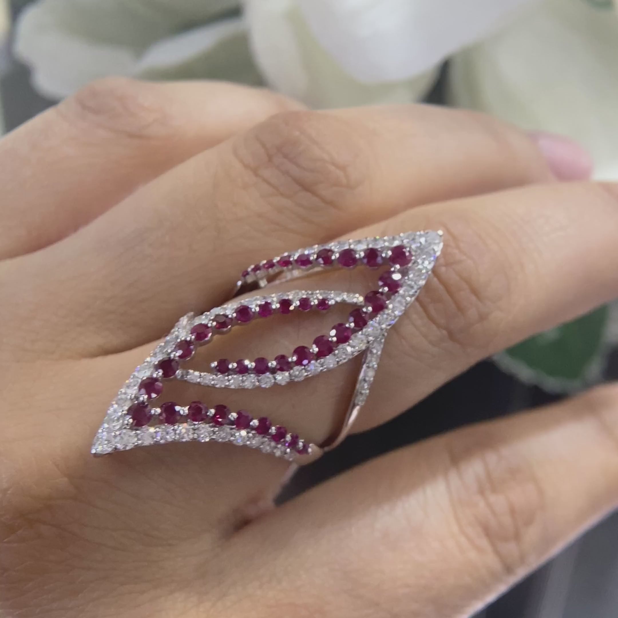 18K White Gold Ruby & Diamond Ring – 1.62CT Rubies / 1.40CT Diamonds | BALTT