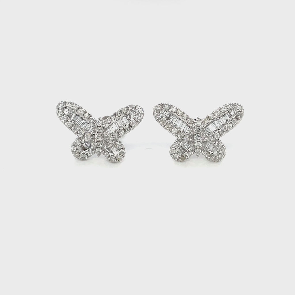 1.35ct BG & Round Butterfly Earrings with 14K White Gold DIER101