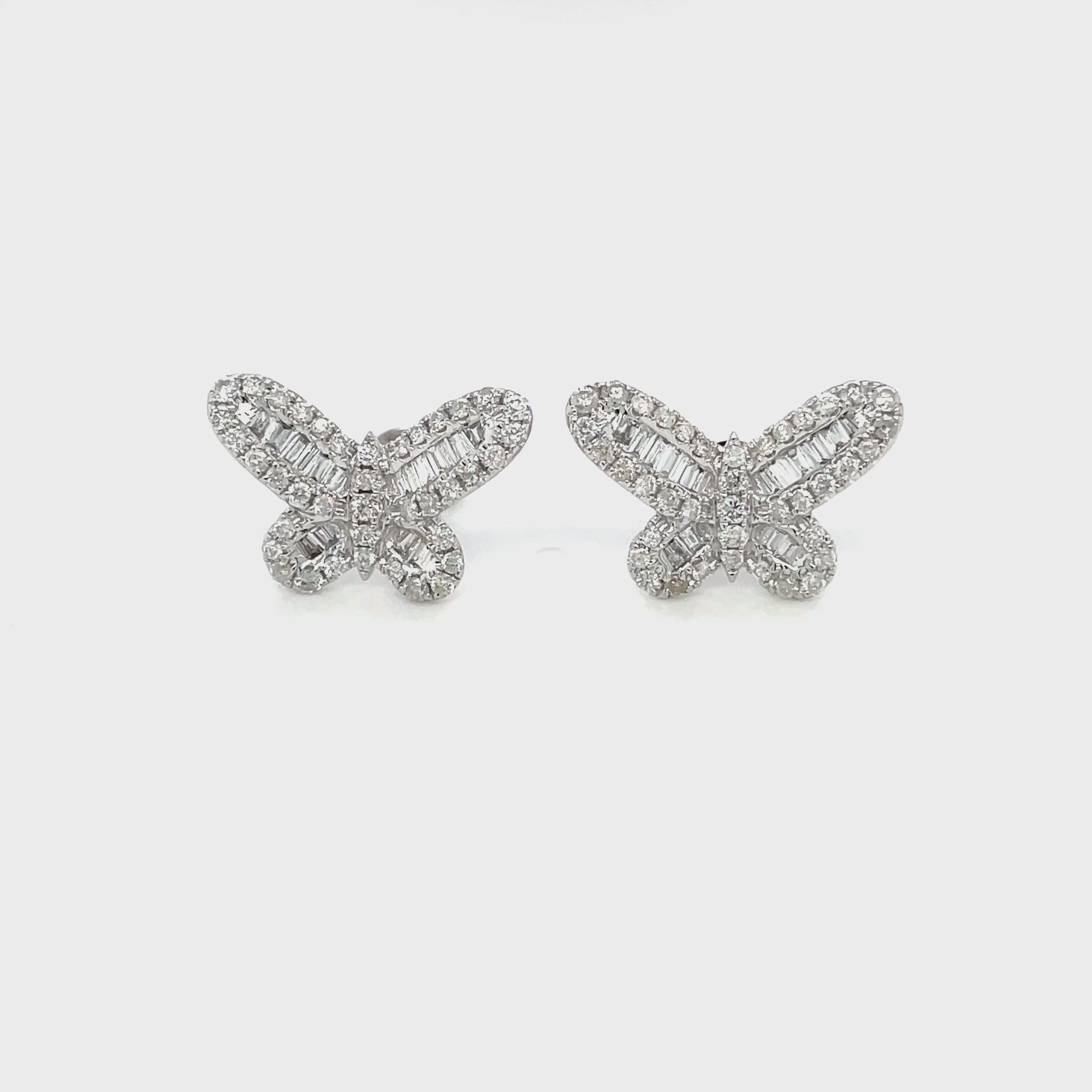 1.35ct BG & Round Butterfly Earrings with 14K White Gold DIER101