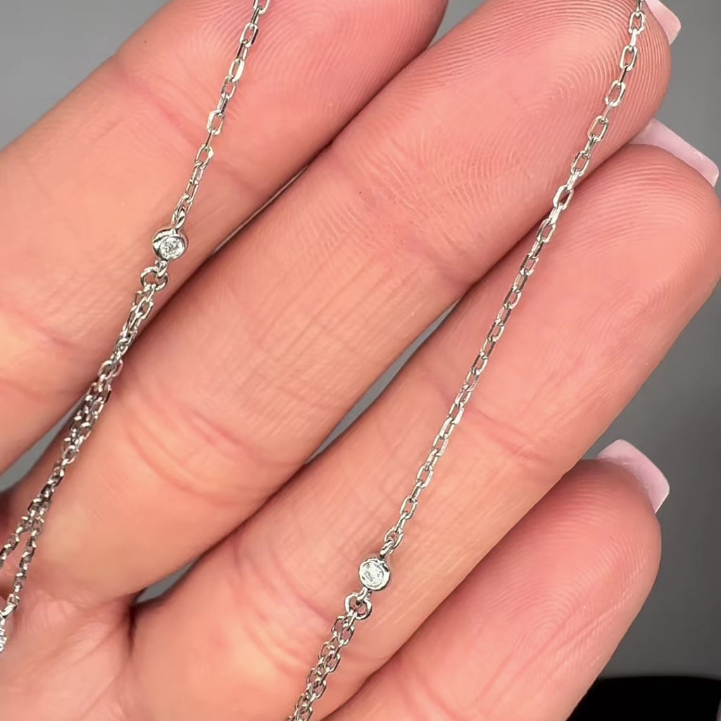 14K White Gold Oval Sapphire & Diamond Station Necklace – 3.45ct Sapphires, 0.87ct Diamonds DC-N14414-4