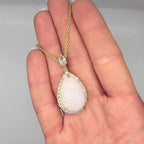 14K Yellow Gold 1.77CT Diamond & 14.10CT Pear Opal Pendant Necklace – 18” COLN0053 GTJJ