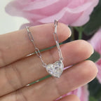 14K White Gold Heart Shape Pendant Lab Grown Diamond 3.01ct. SI1 Clarity .F color.