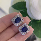 14K White Gold Sapphire and Diamond Earrings SDER010. G,ZJJ