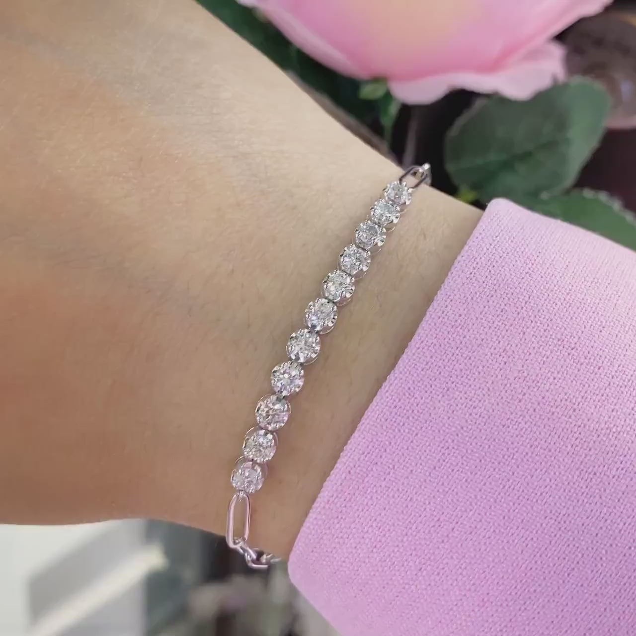 14K White Gold Bracelet tennis 1.30ct in natural diamonds . DB091 I,IJJ