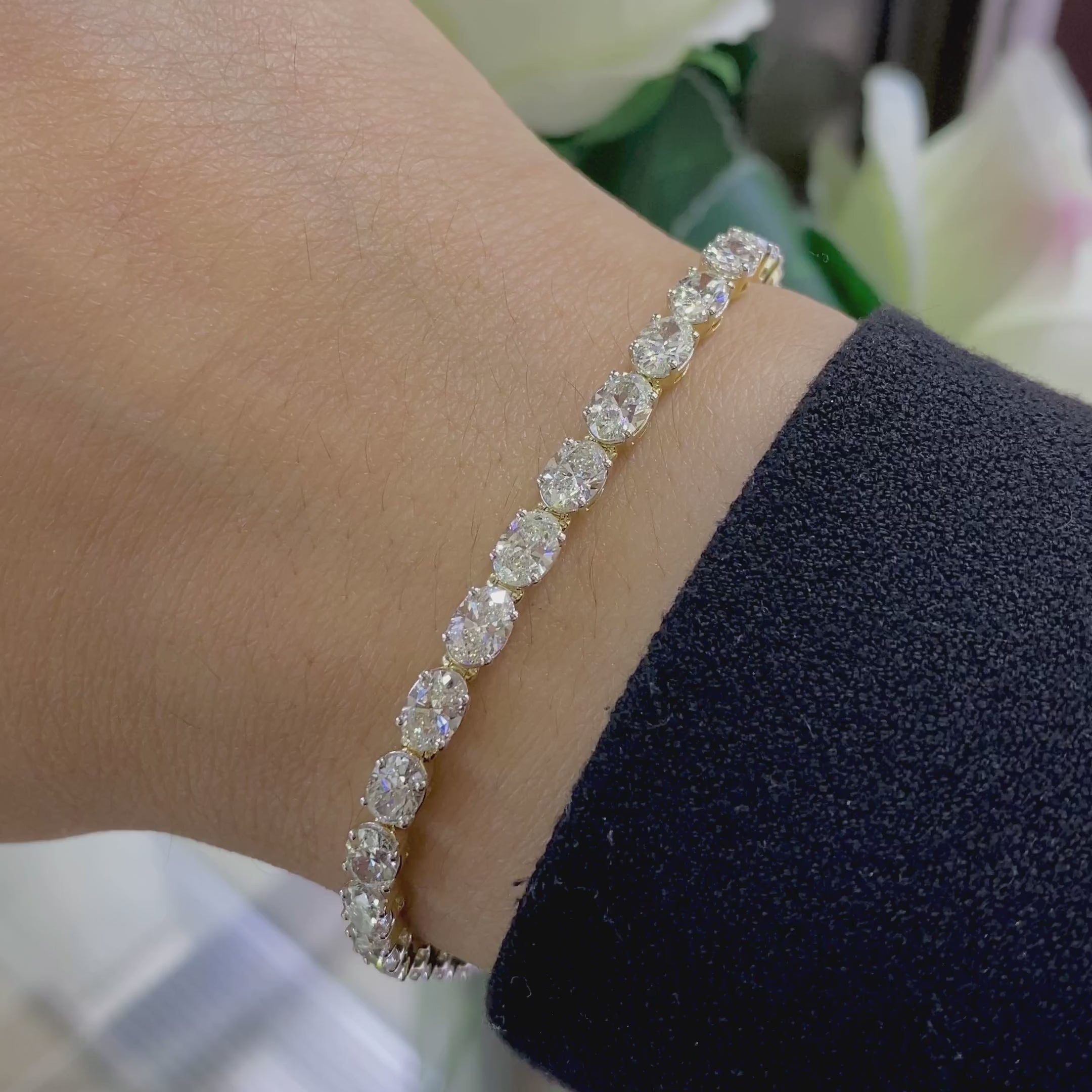 14K Yellow Gold Oval Cut Diamond Bracelet with 9.38CT Diamonds DB0072 LEJJ