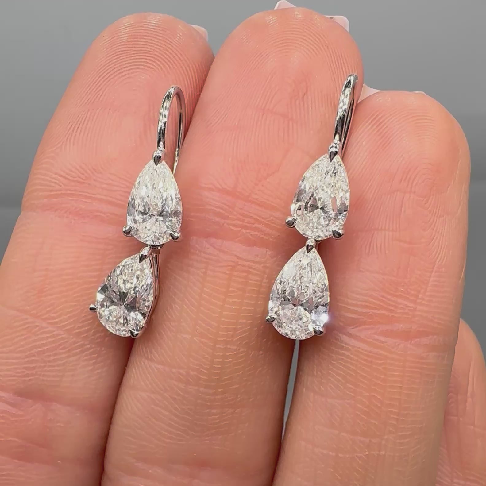 14K White Gold Lab Grown Diamond Drop Earrings 3.55ct